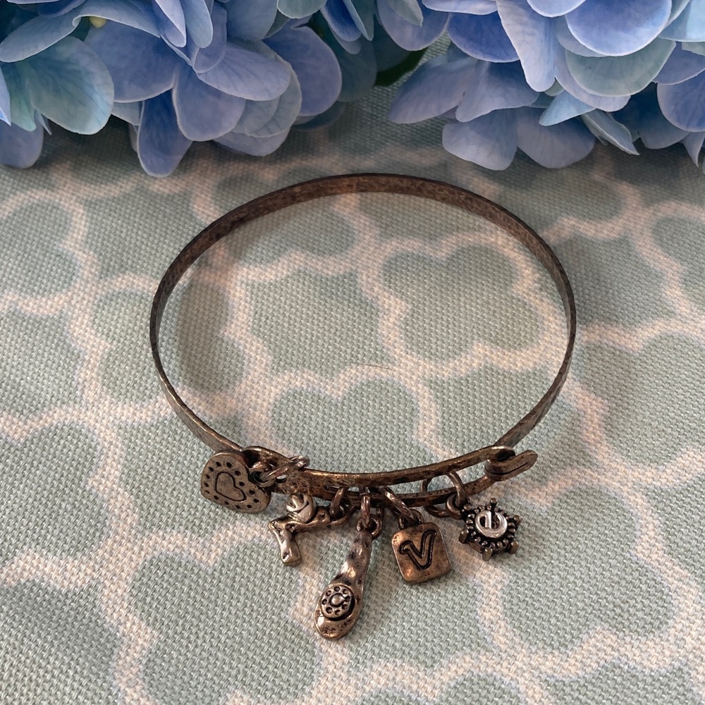 Hammered Antiqued Love Charm Bracelet